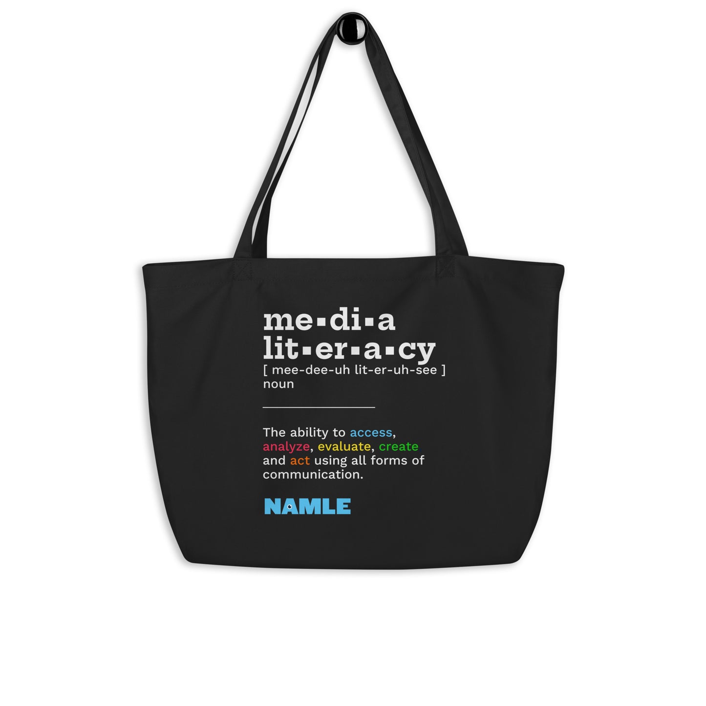 "Media Literacy" De•Fined Large Tote