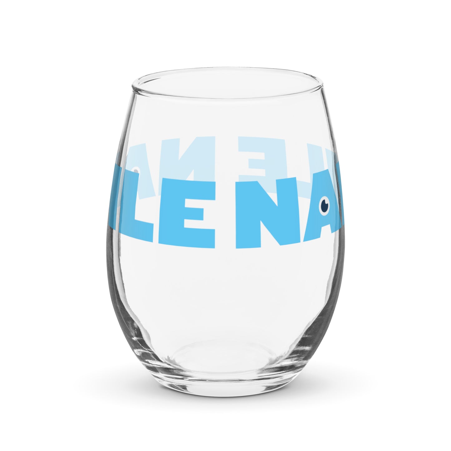 NAMLE Lt Blue Logo Stemless Wine Glass