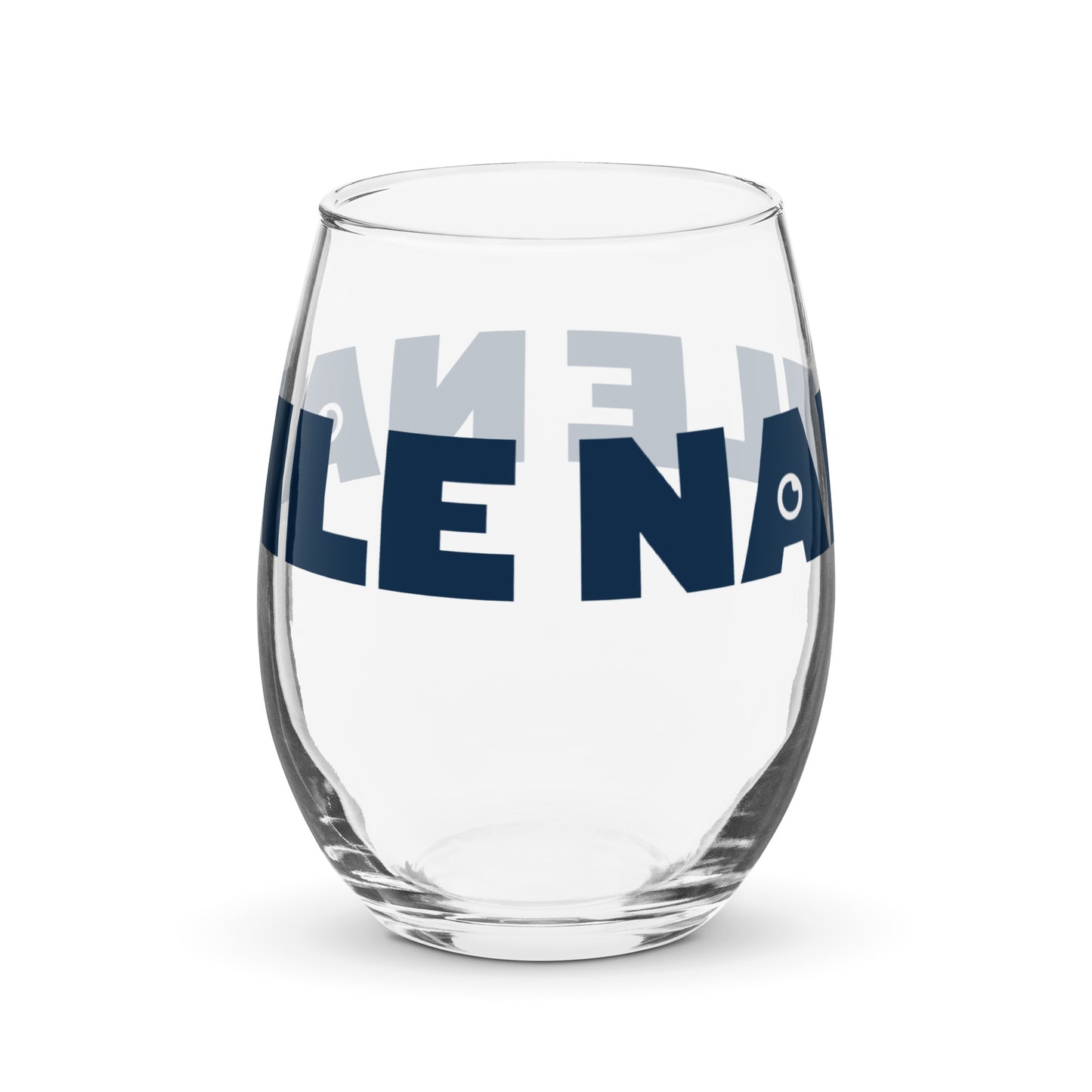 NAMLE Dark Blue Logo Stemless Wine Glass