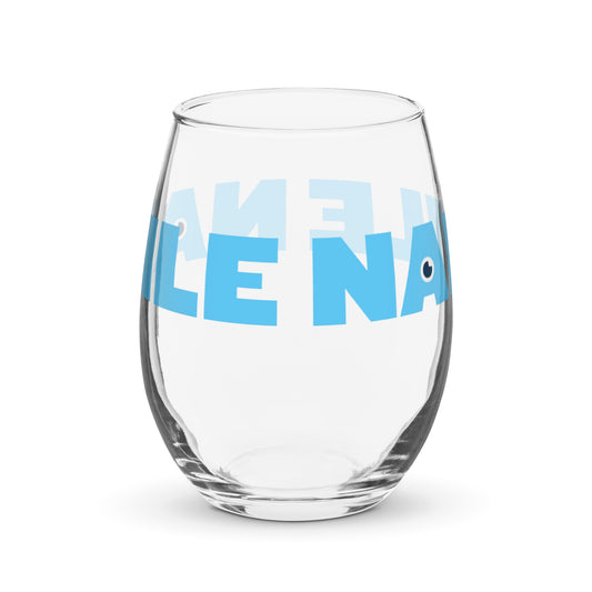 NAMLE Lt Blue Logo Stemless Wine Glass