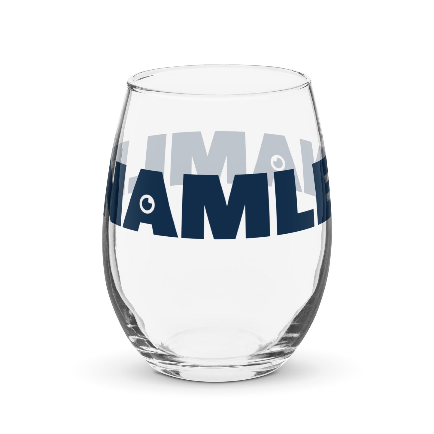 NAMLE Dark Blue Logo Stemless Wine Glass