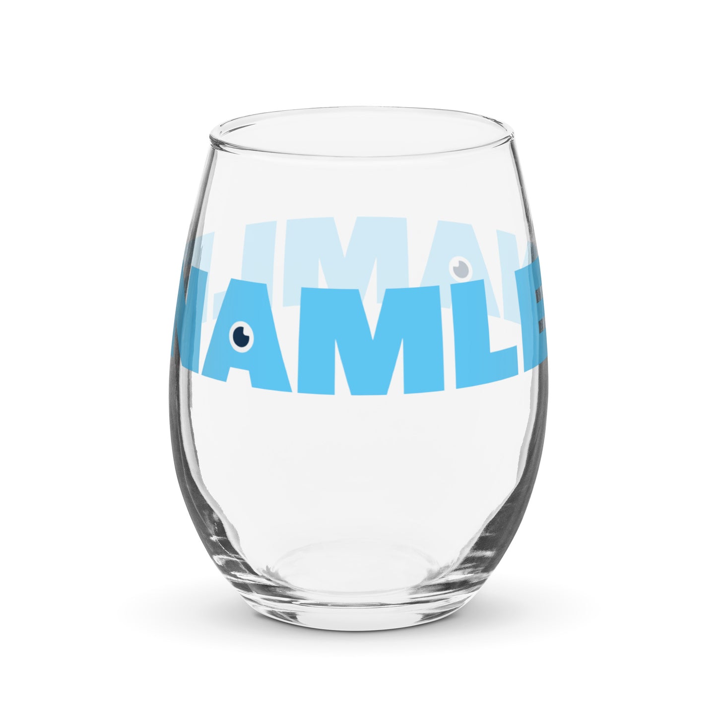 NAMLE Lt Blue Logo Stemless Wine Glass